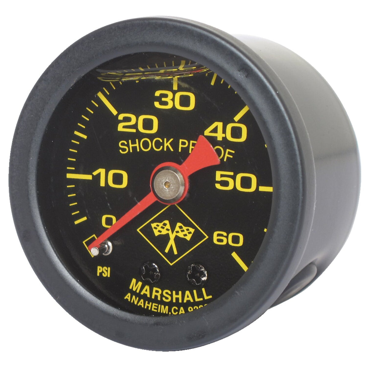 Marshall oil pressure gauge, 0-60 PSI. Black housing