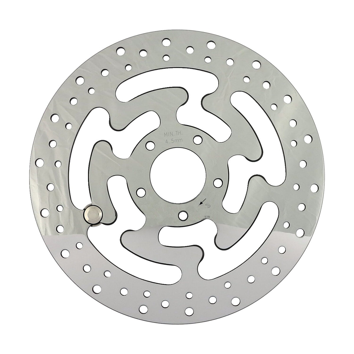 Brake rotor, right front. Polished stainless