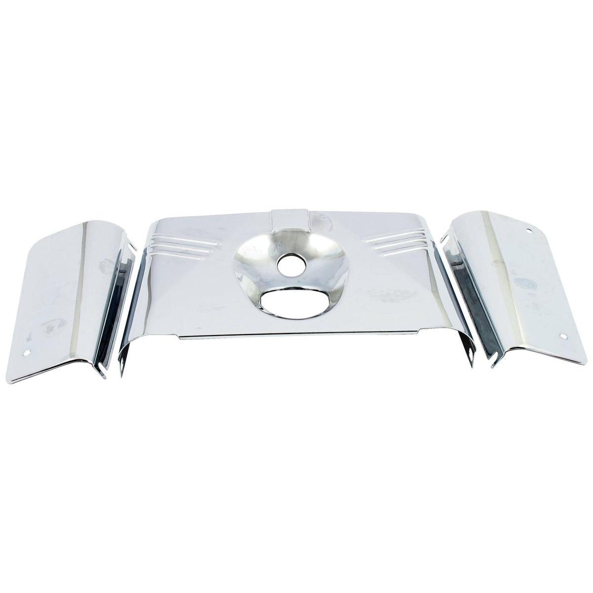 Fork panel kit 3-piece. Ribbed. Chrome