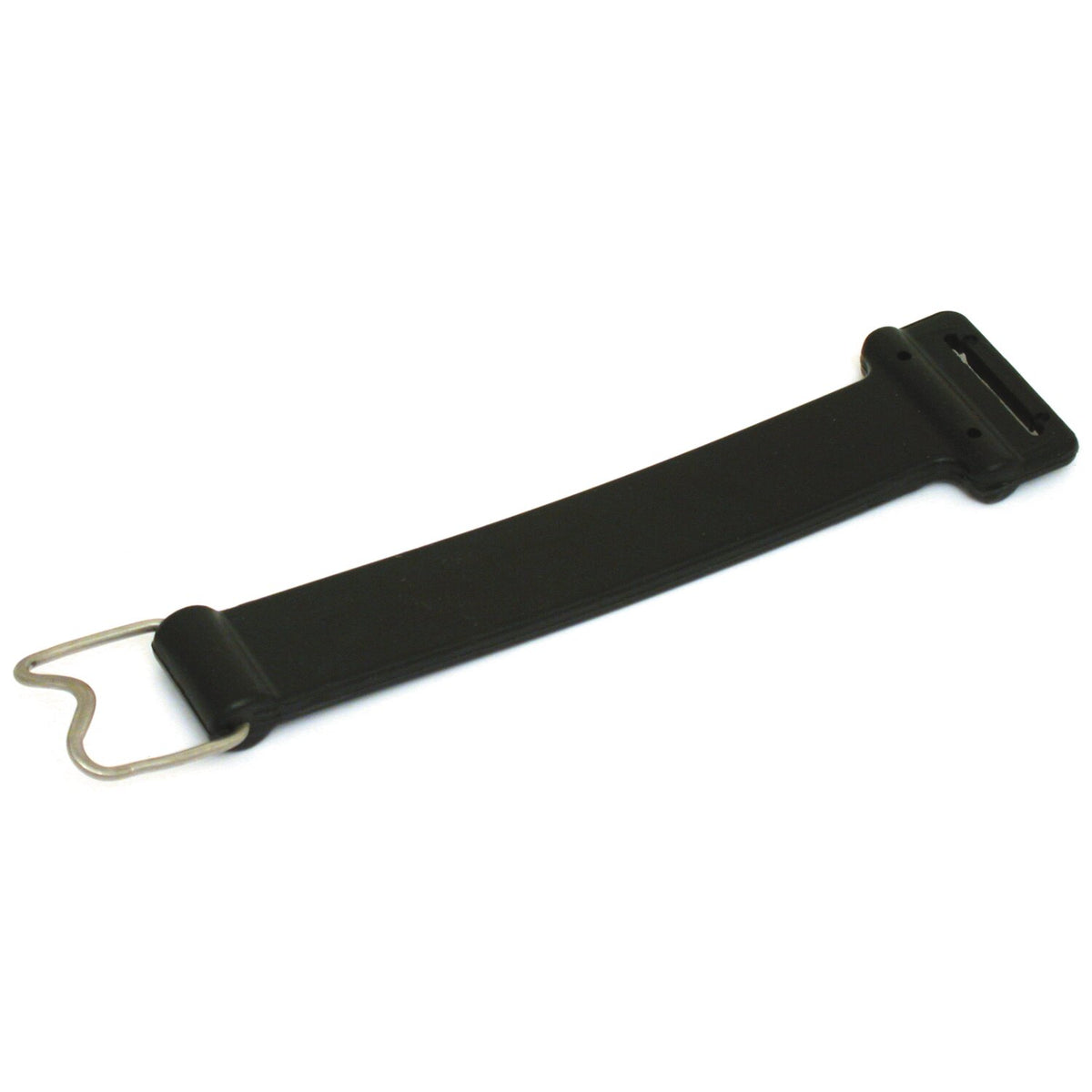 Battery hold down strap. Rear, rubber
