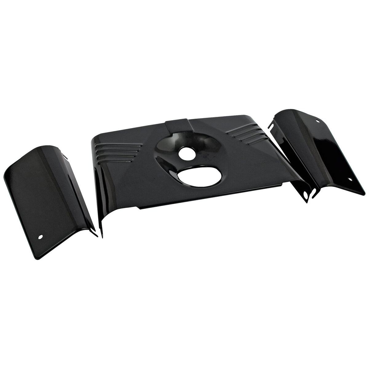 Fork panel kit 3-piece. Ribbed. Gloss black