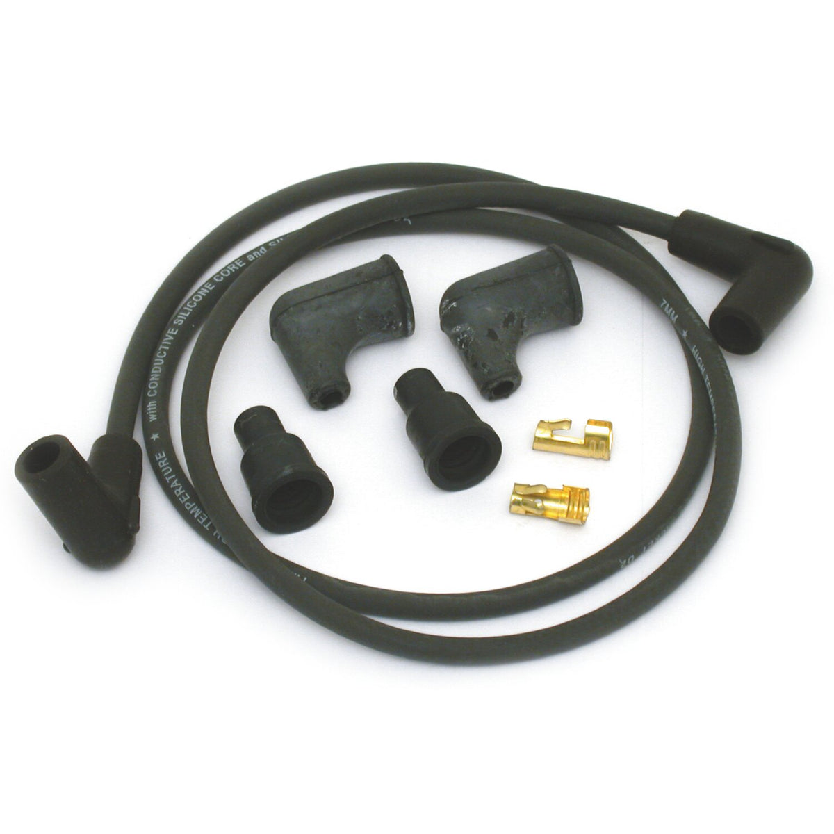 Dynatek, univ. 7mm spark plug wire set, 90° plug boot. Black