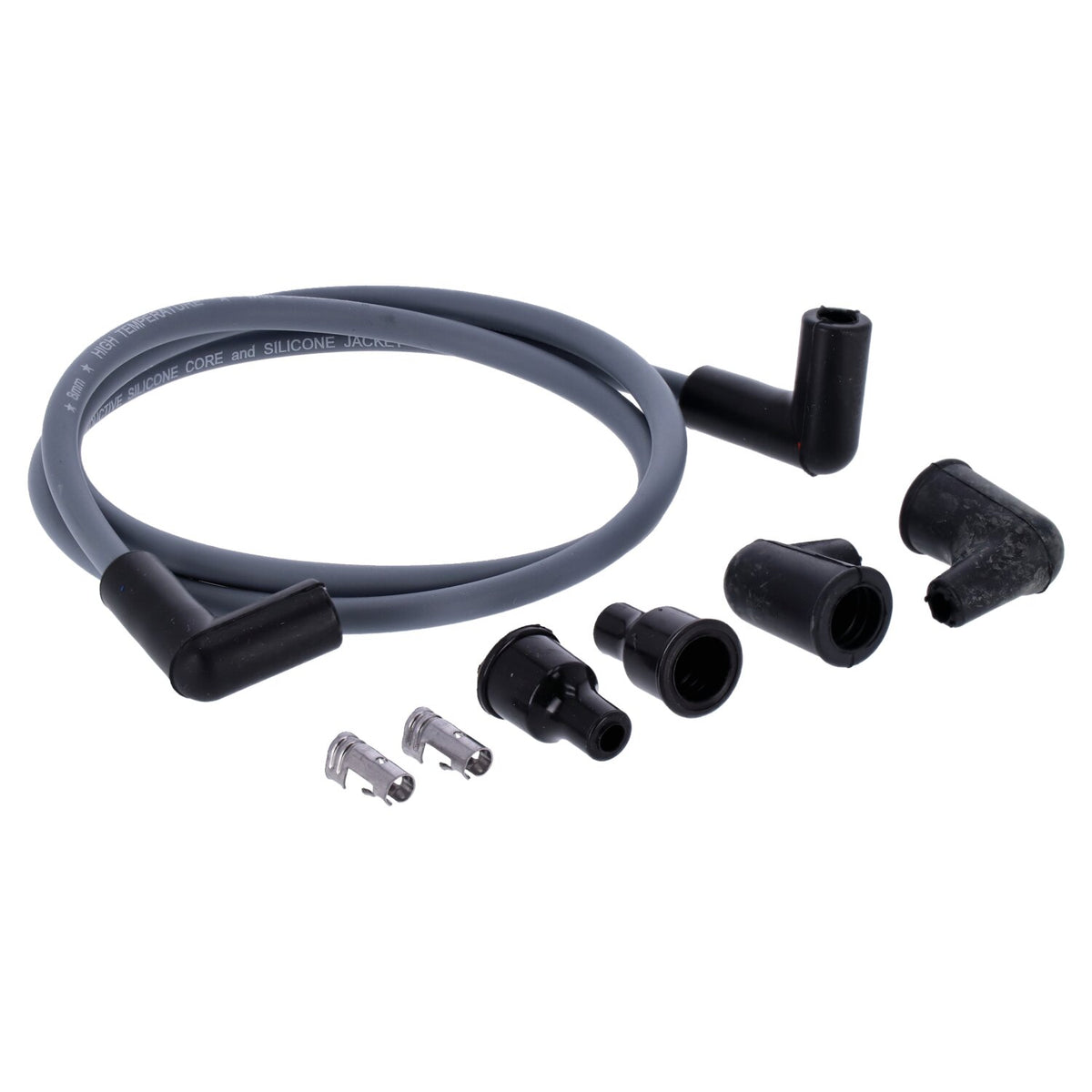 Dynatek, univ. 8mm spark plug wire set, 90° plug boot. Gray
