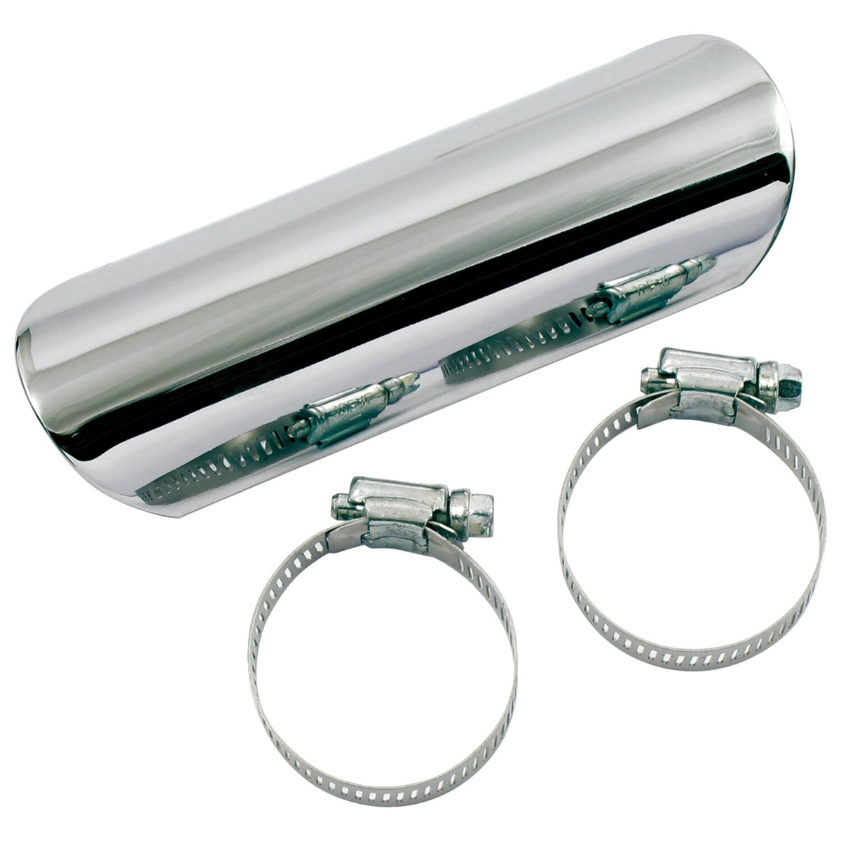 Paughco, Straight Heatshield / boot guard. 6". Chrome