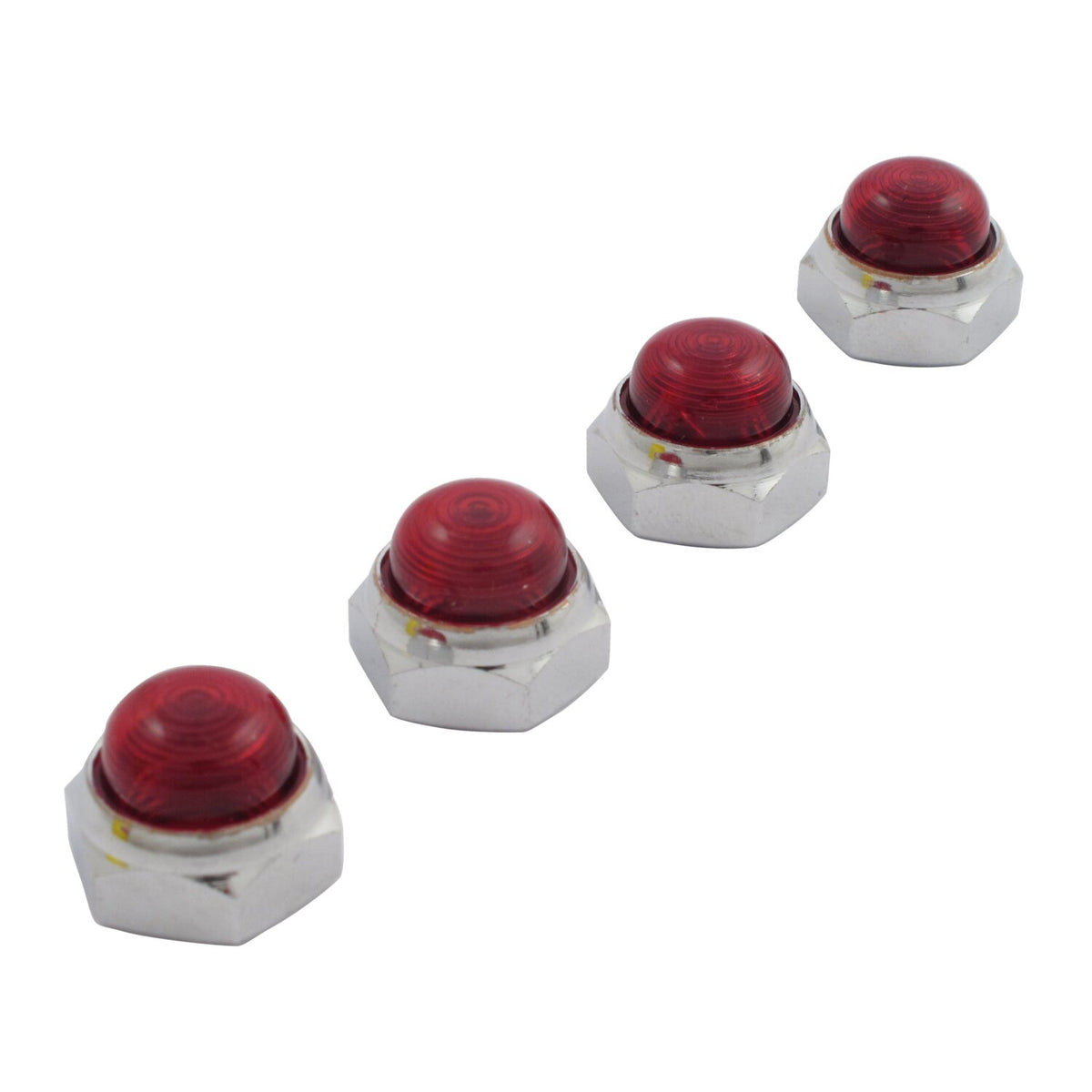 Rocker shaft end nut set, red plastic inserts