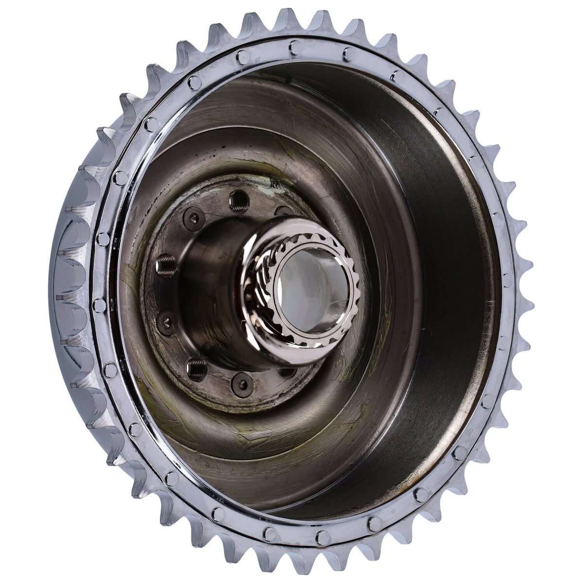 45" Flathead rear brake drum & sprocket. Chrome