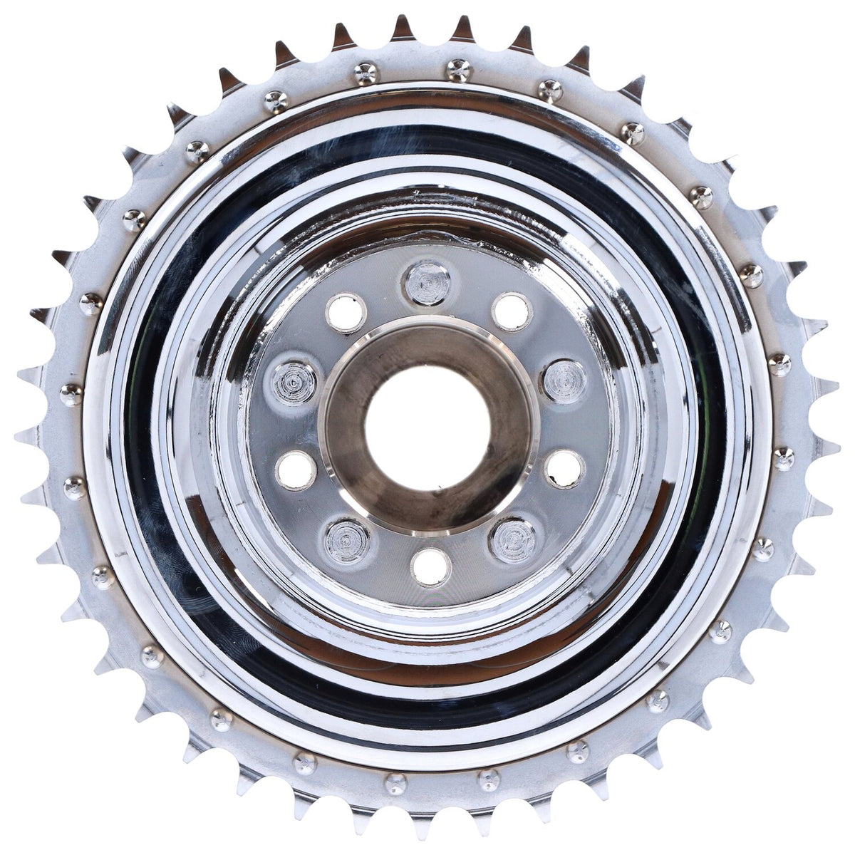 45" Flathead rear brake drum & sprocket. Chrome