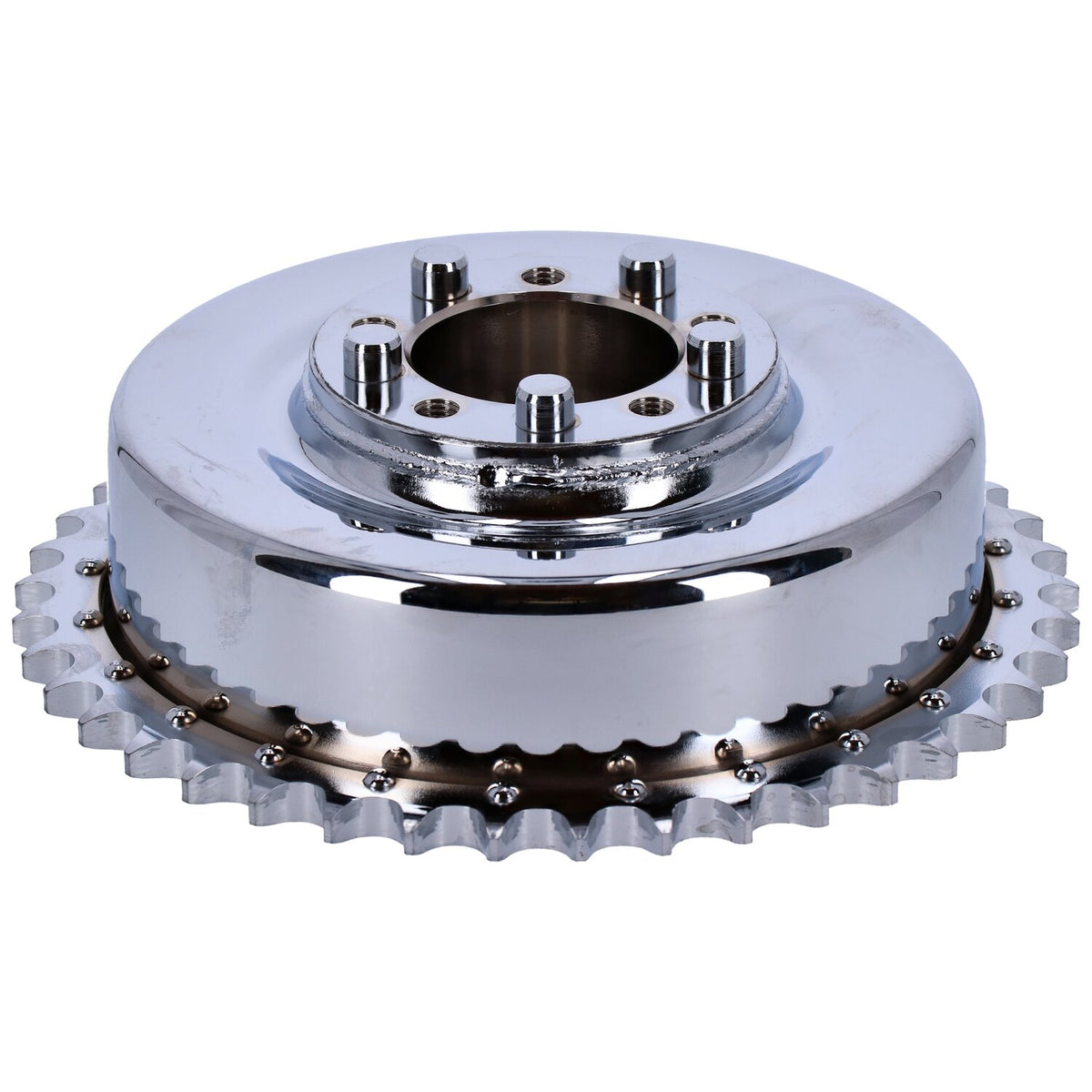 45" Flathead rear brake drum & sprocket. Chrome