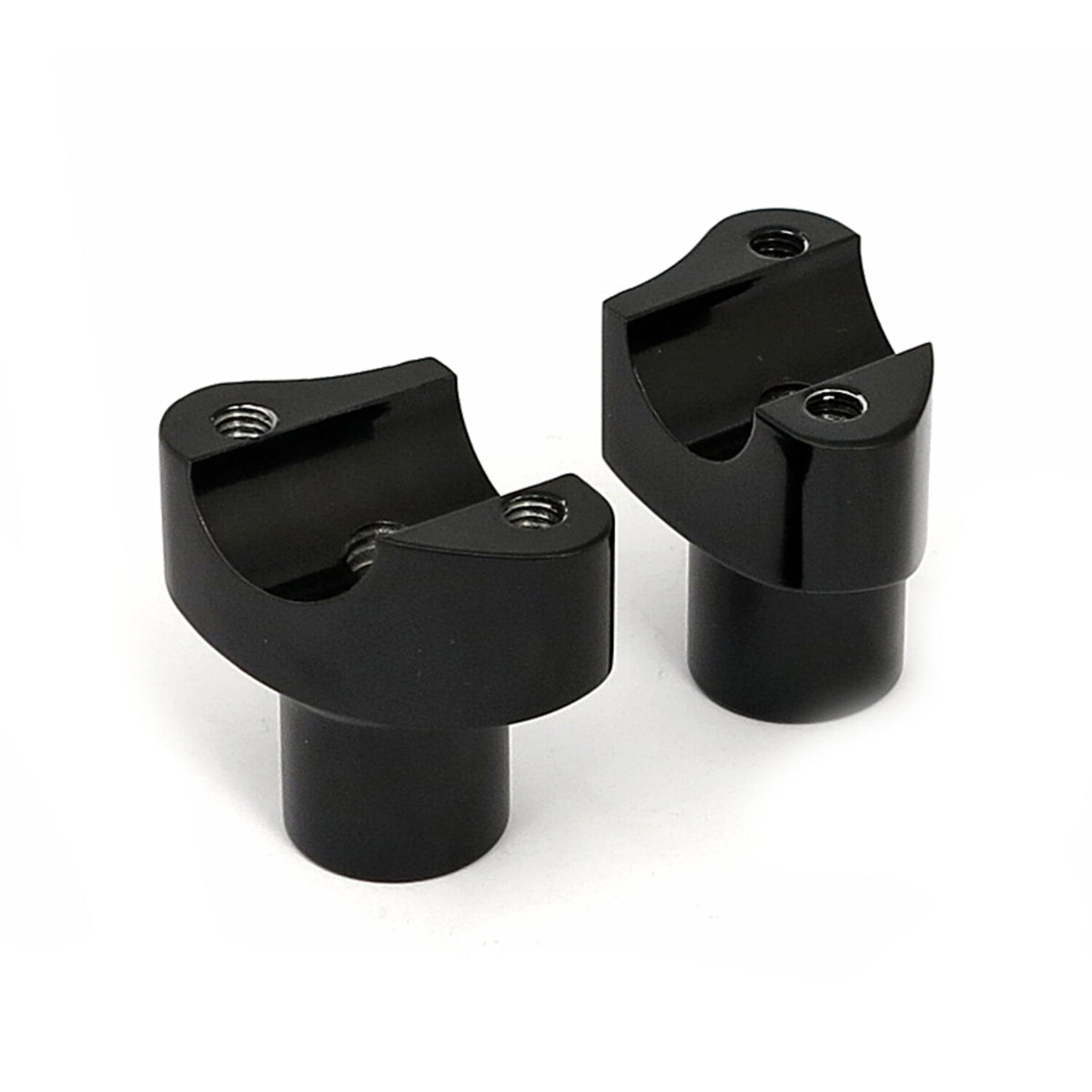 Forged aluminum risers straight, 2" rise. Black