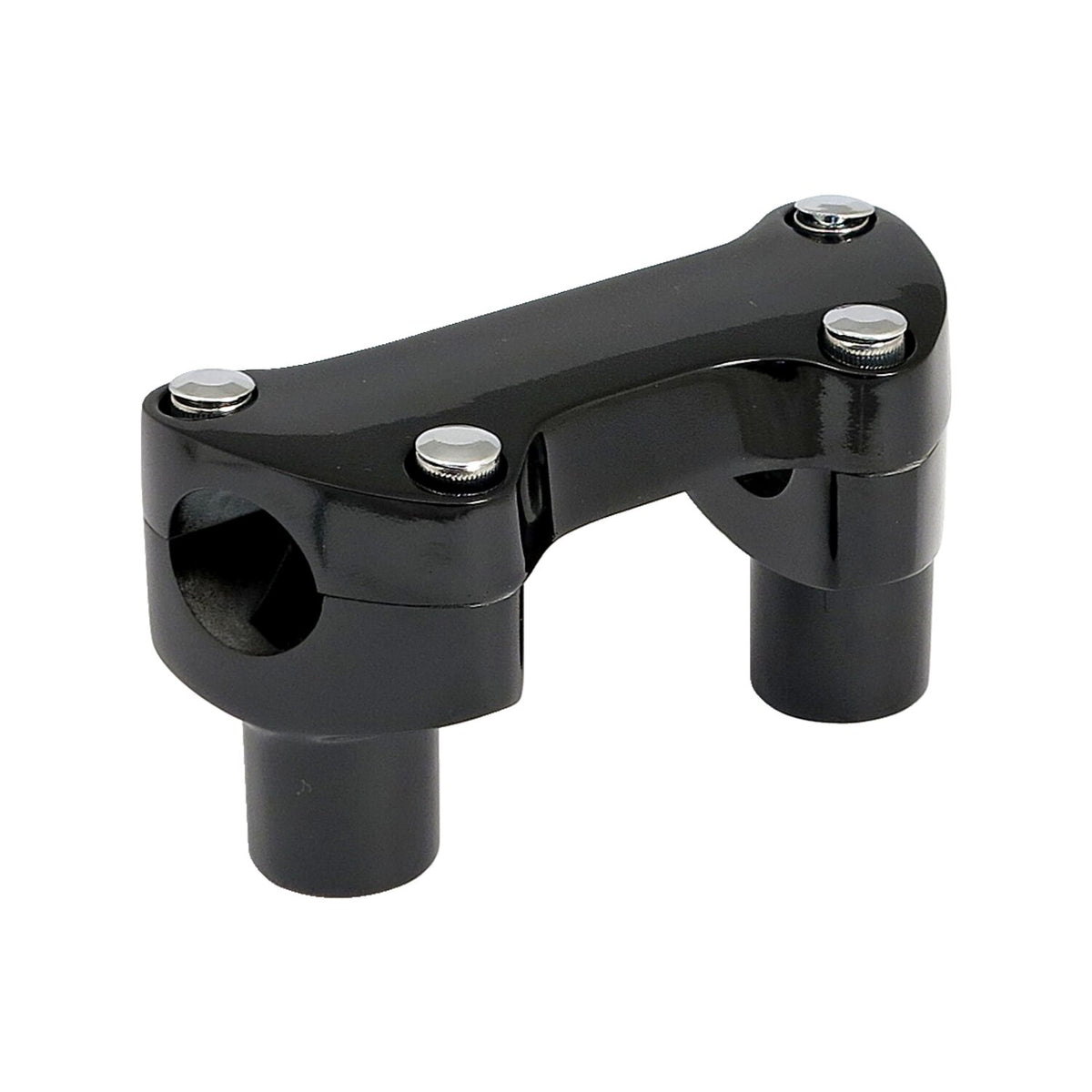 2" rise handlebar riser set + top clamp with lip. Black