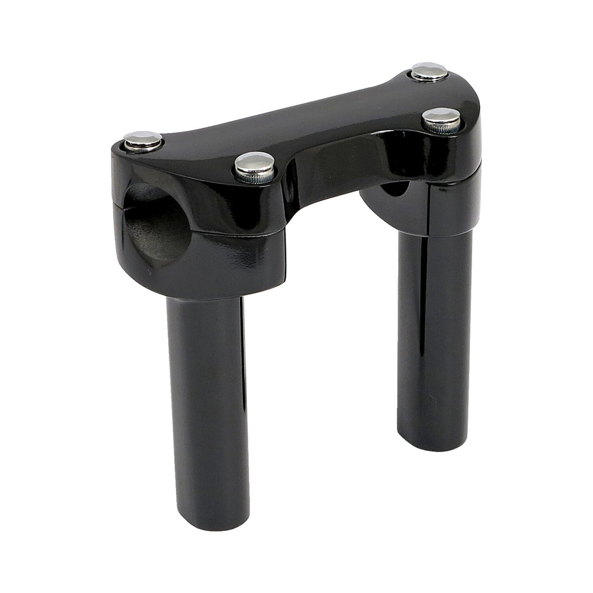 4.5" rise handlebar riser set + top clamp. Black