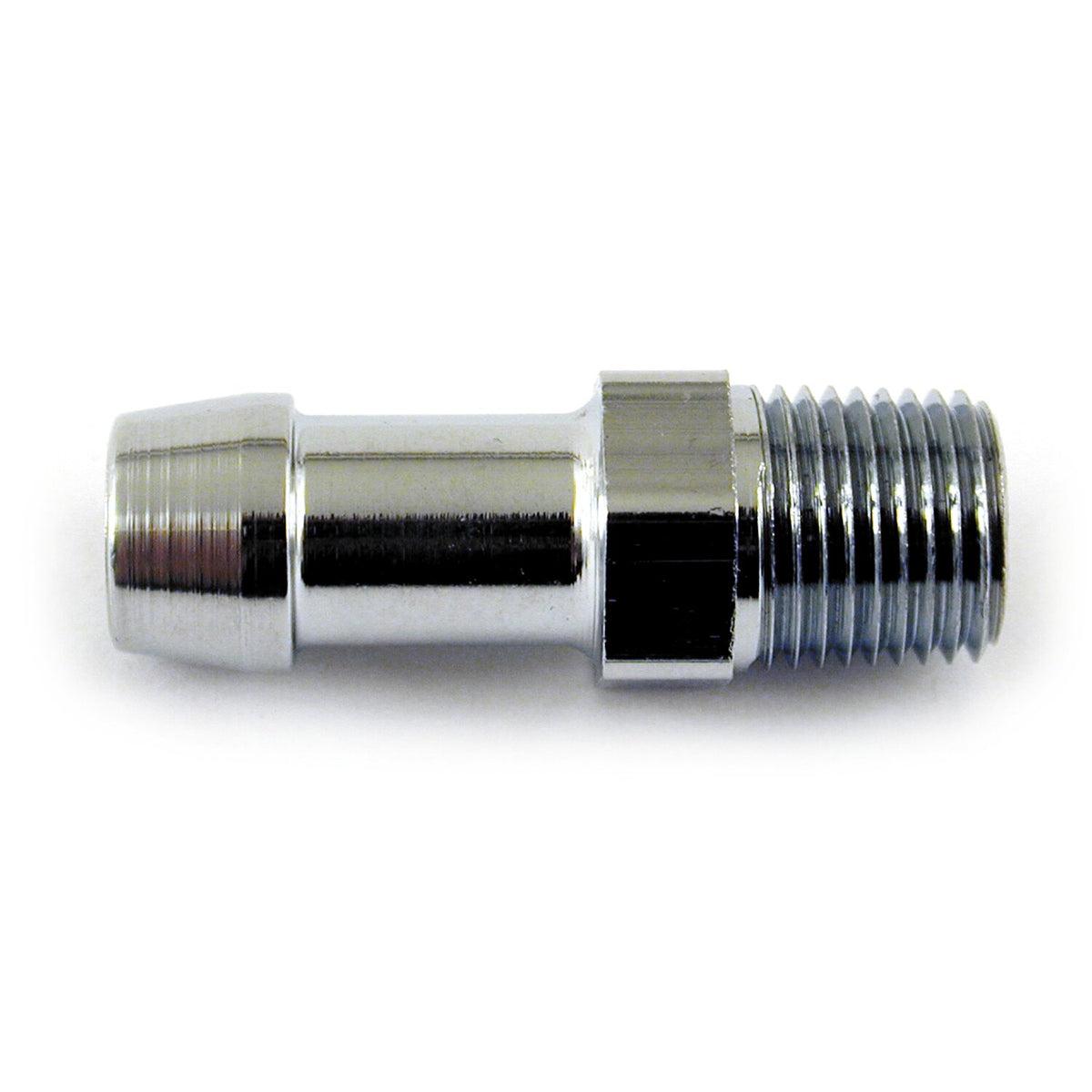 Oil line fitting, straight. 1/8 NPT to 5/16". chrome