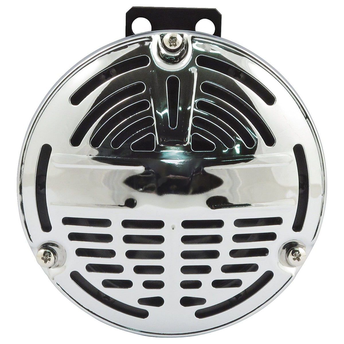 OEM style 5-1/2" springer horn. Chrome. 6-Volt
