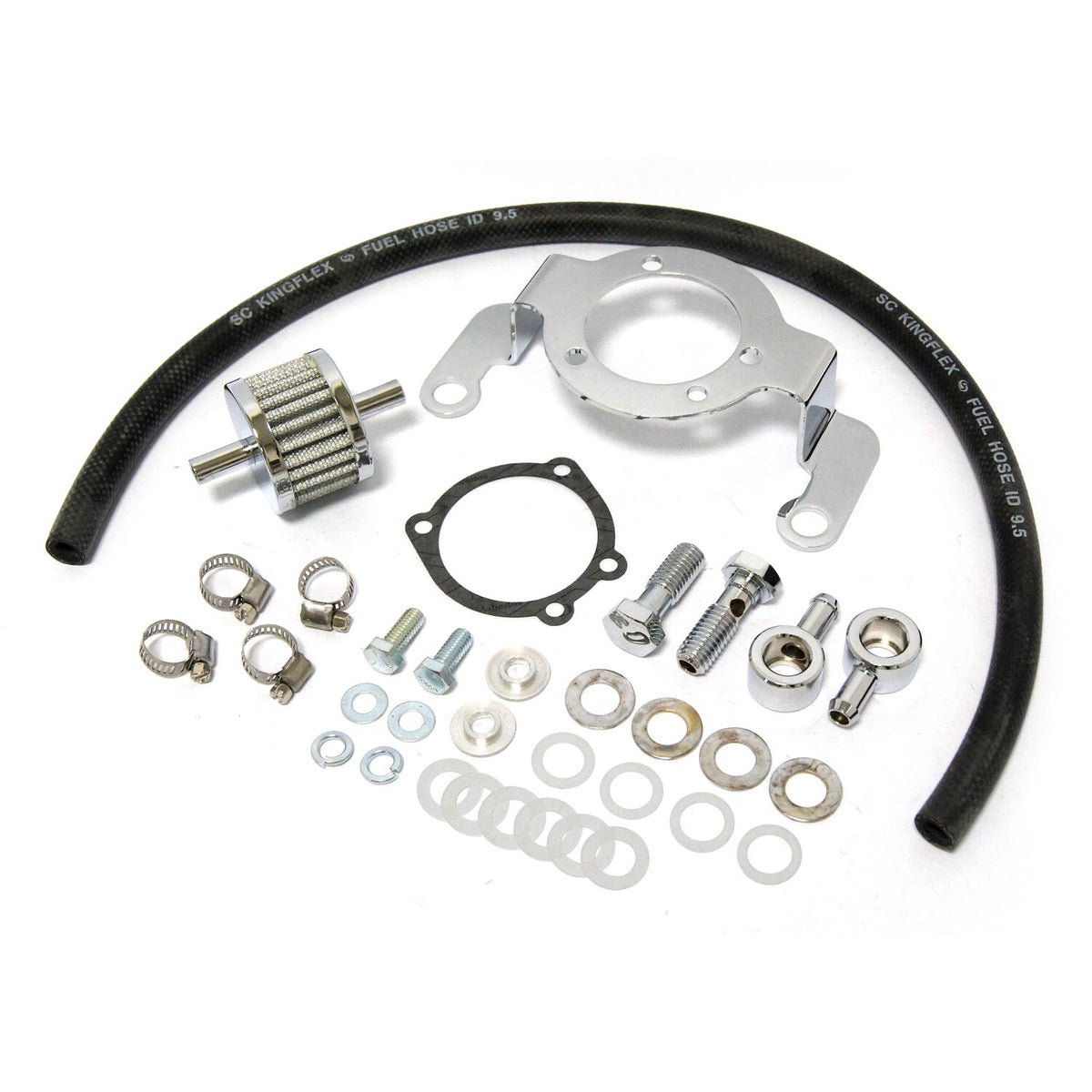 Air cleaner adapter bracket kit. Chrome