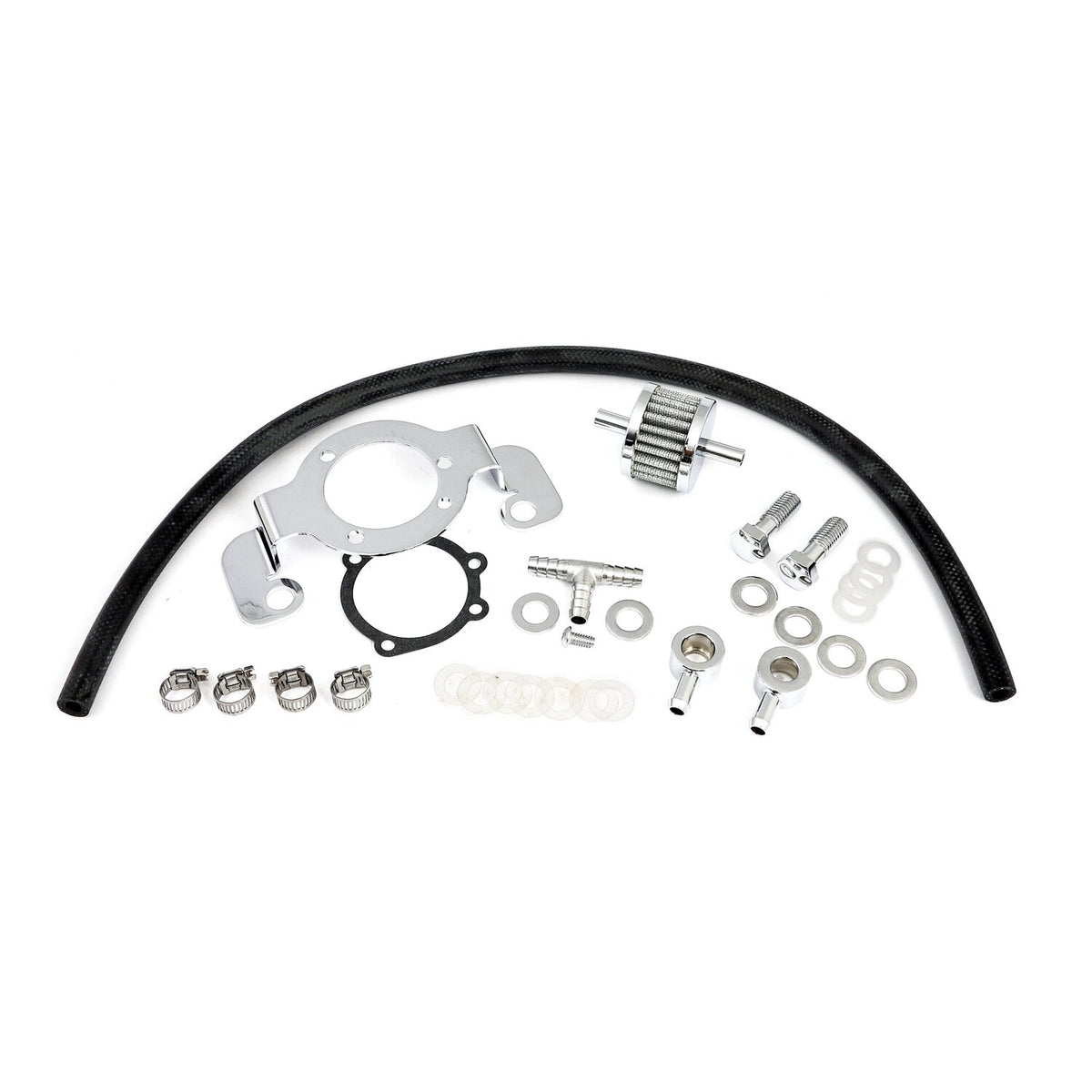 Air cleaner adapter bracket kit. Chrome