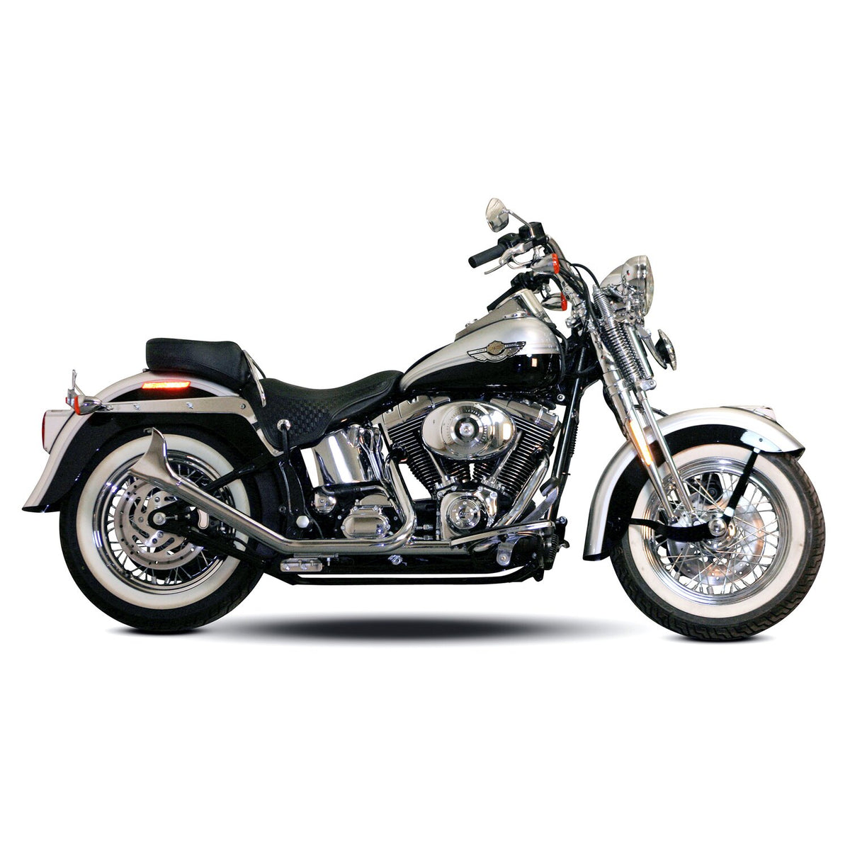 Paughco, Side by side Upswept Fishtails exhaust. Chrome