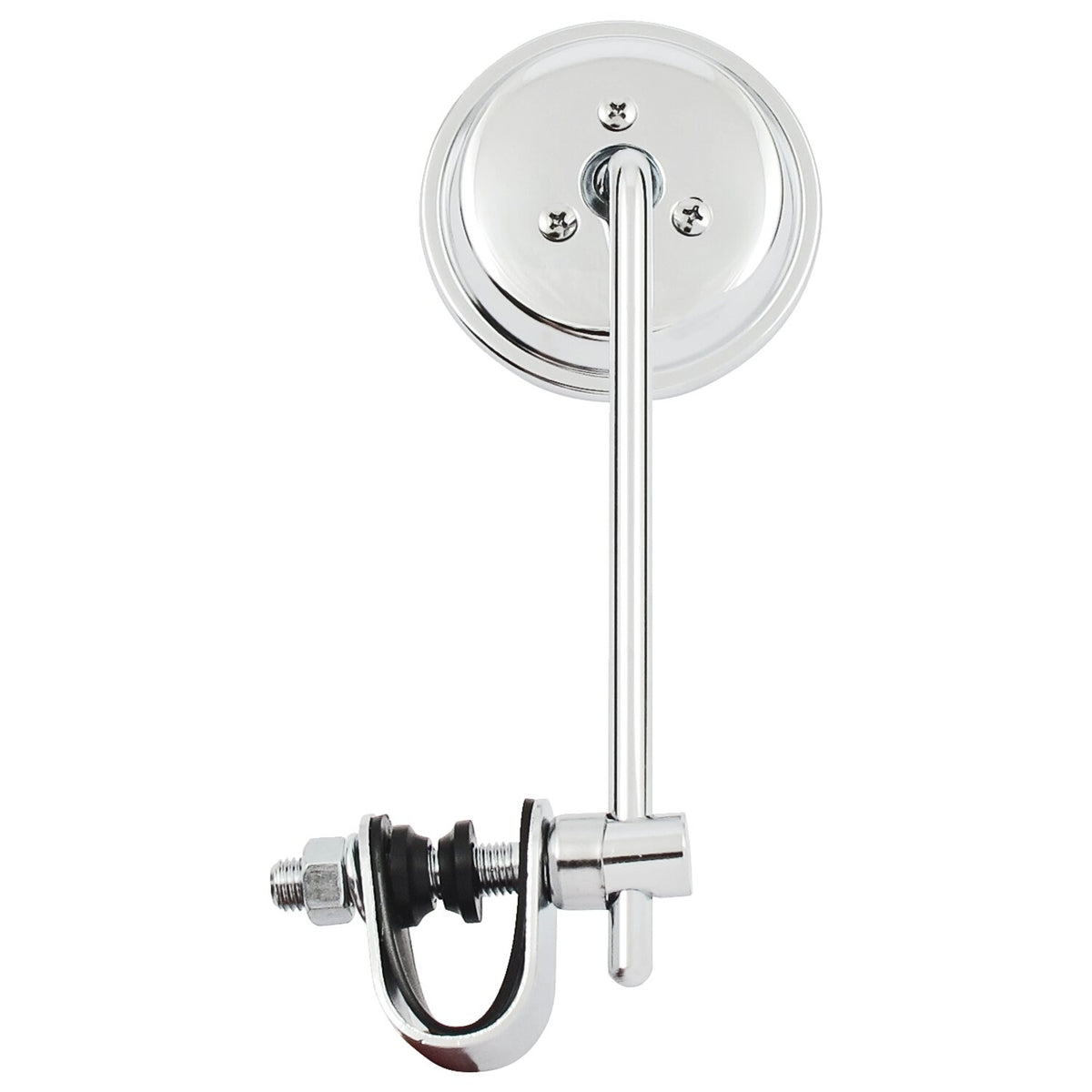 Round clamp-on style steel mirror, 3" with 6" stem