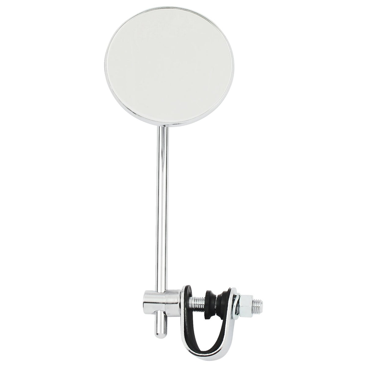 Round clamp-on style steel mirror, 3" with 6" stem