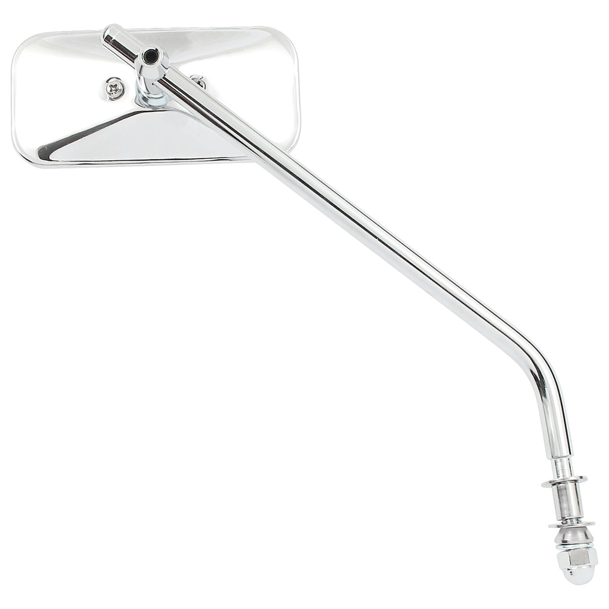 Small rectangular mirror. long stem, chrome