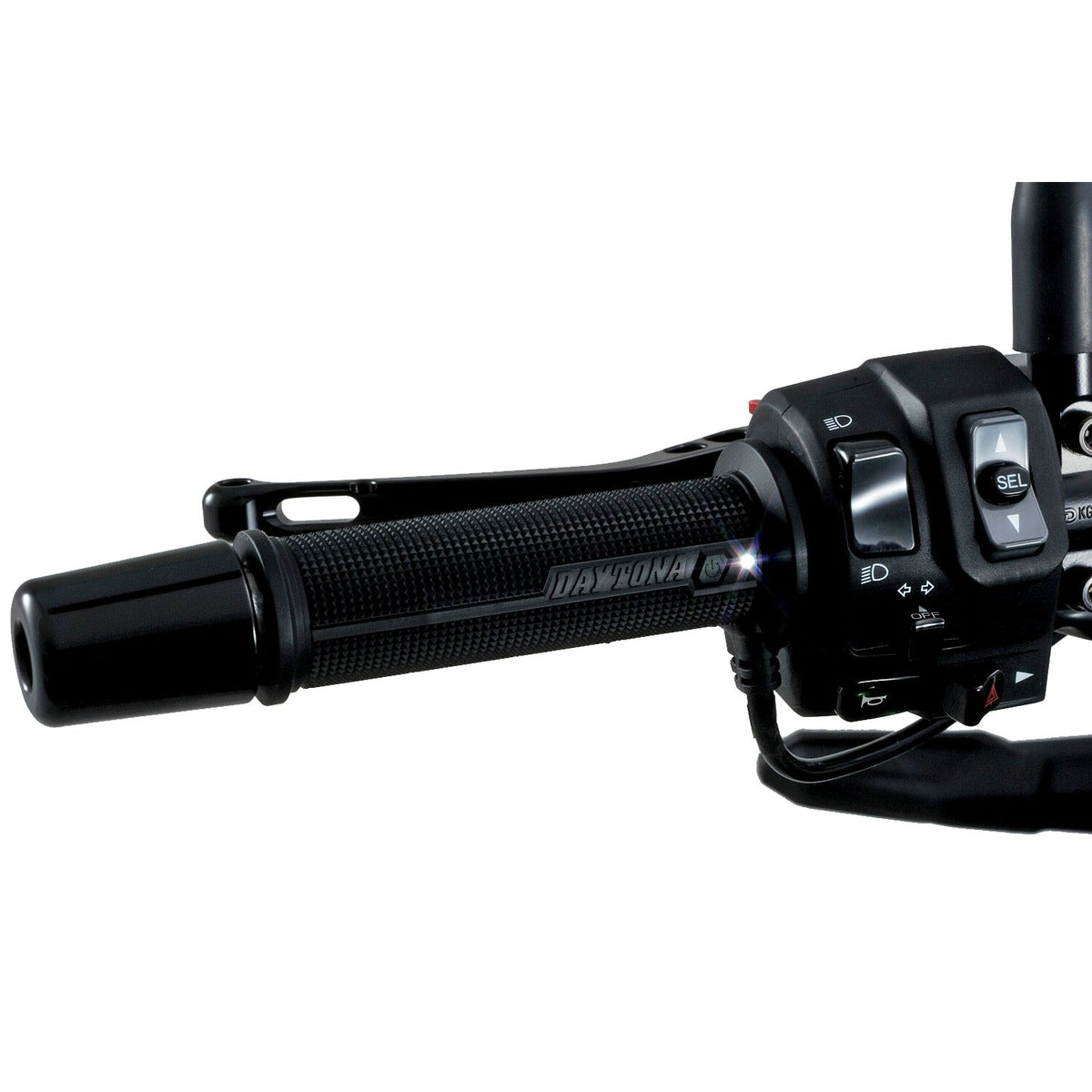 Daytona, heated grips, for 7/8" (22mm) handlebars. Black