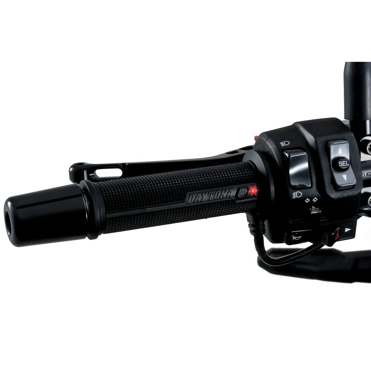 Daytona, heated grips, for 7/8" (22mm) handlebars. Black