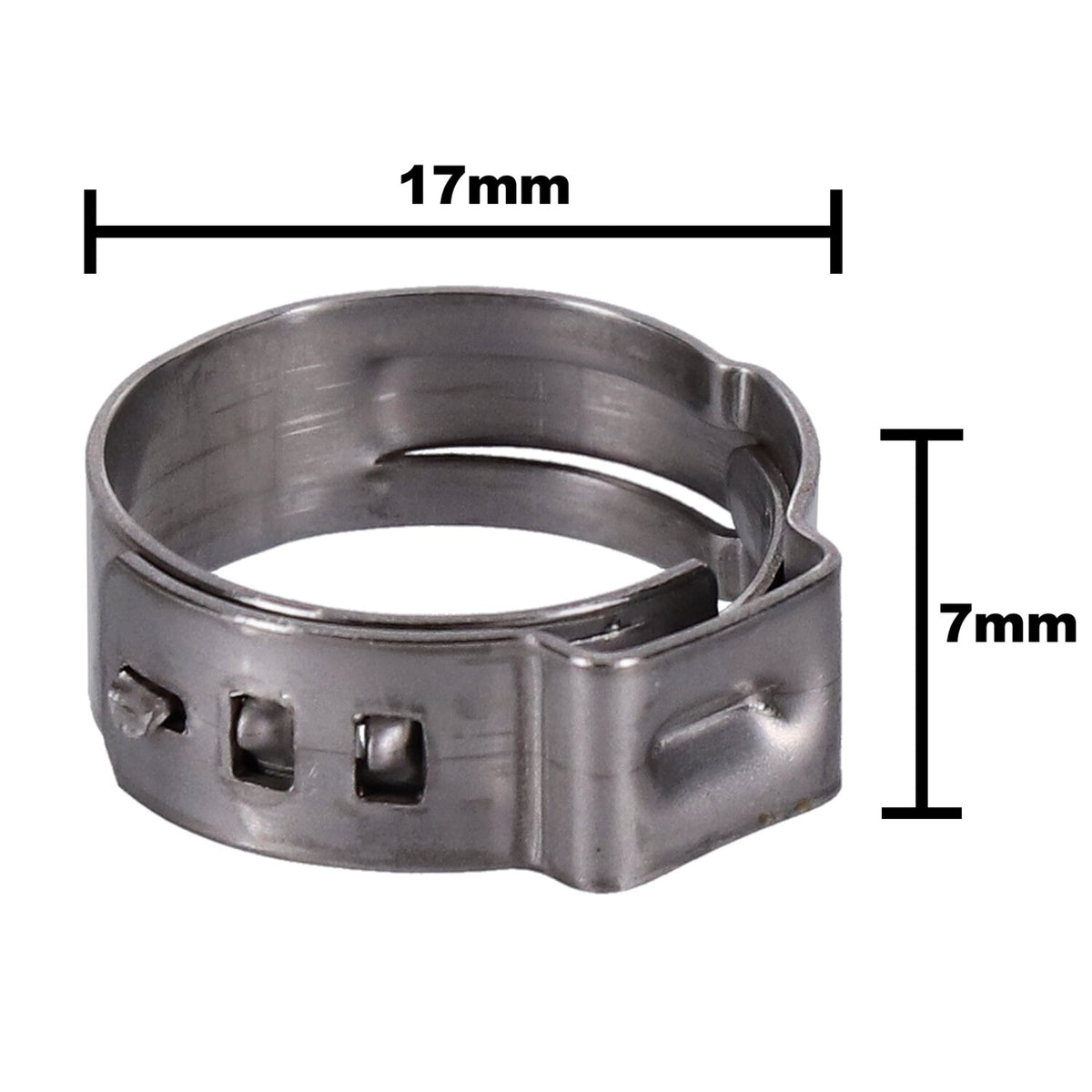 Crimp hose clamp, 11/16 (17.53mm) ID. Zinc