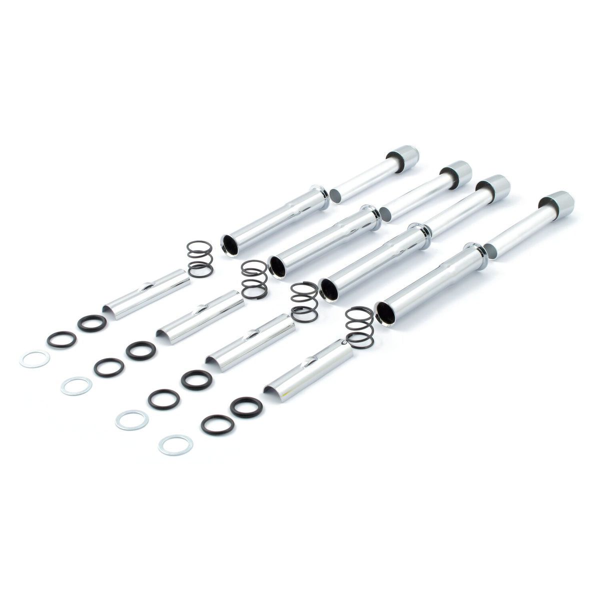 Complete 66-E79 Shovel pushrod cover kit. Chrome