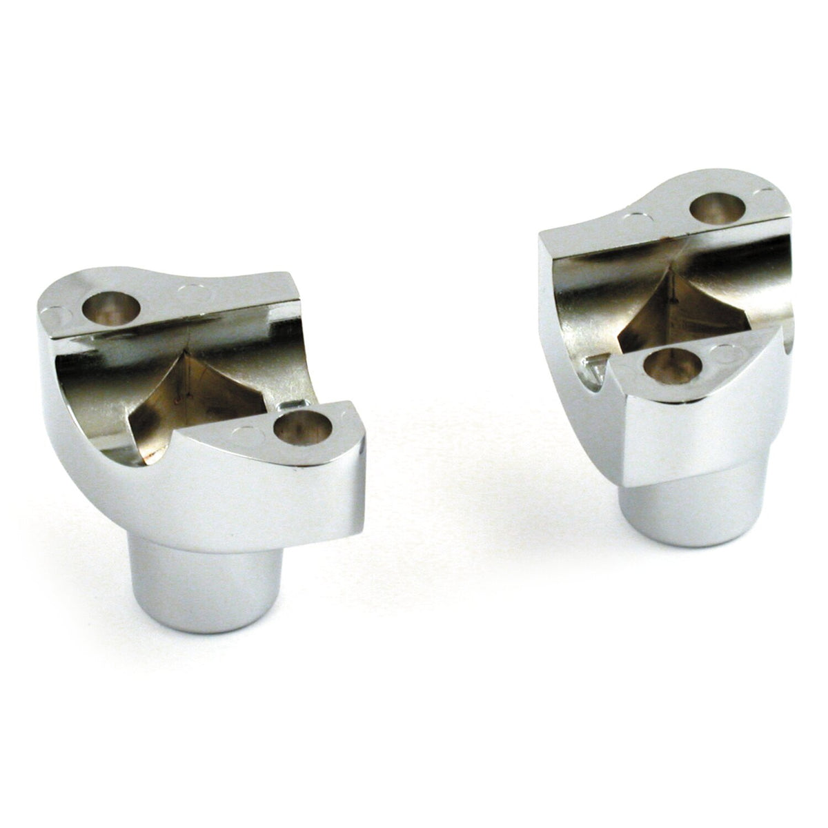OEM type style risers, non threaded. 1-3/4" rise. Chrome
