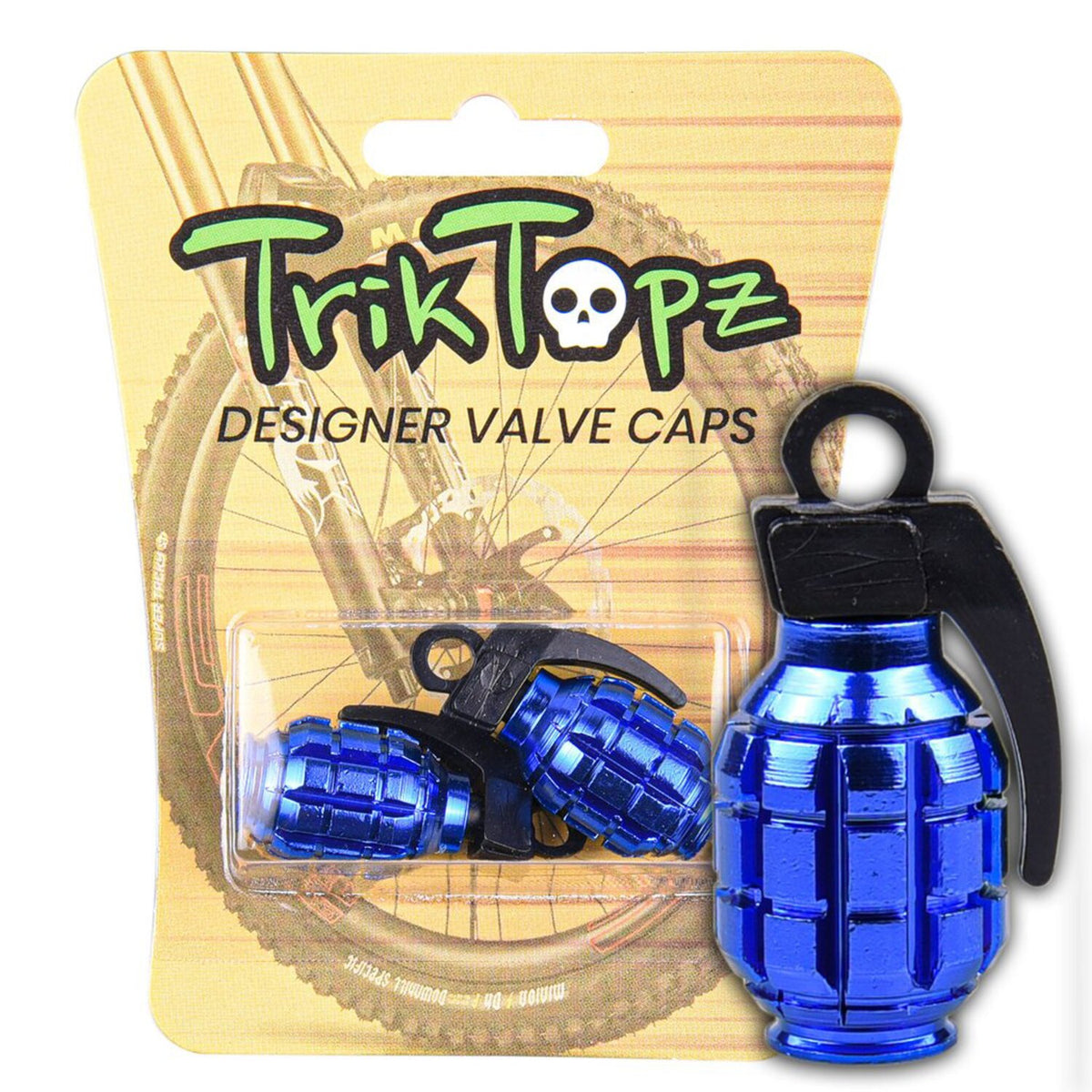 Trik Topz, Hand Grenade valve caps. Blue