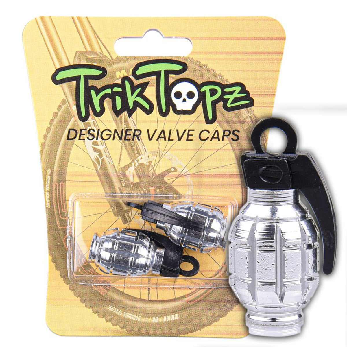 Trik Topz, Hand Grenade valve caps. Chrome