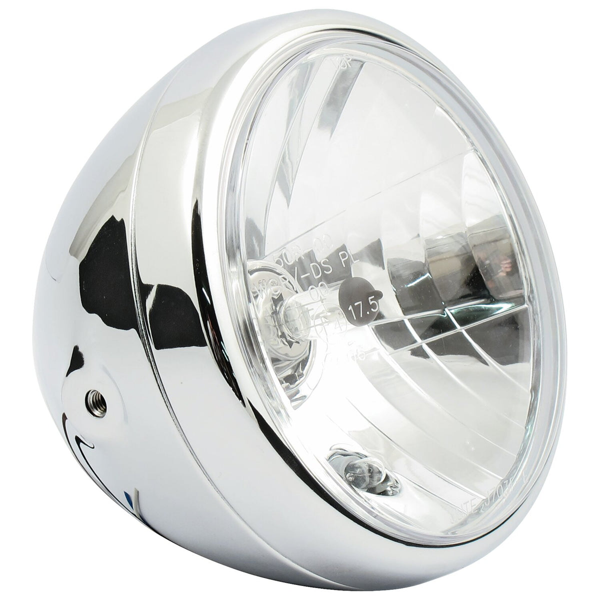 Reno 7" H4 headlamp. no halo ring. Chrome