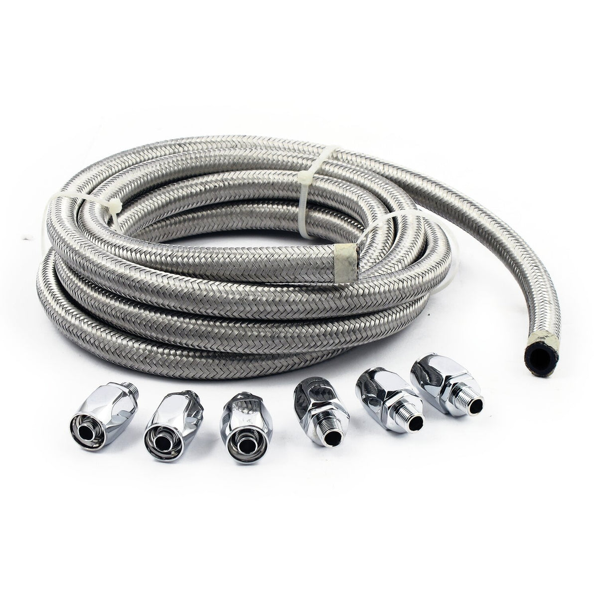 Oil line & fitting kit, braided steel