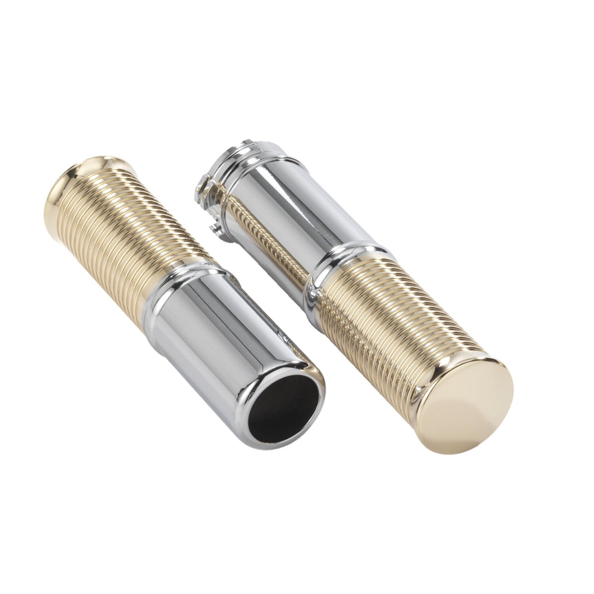 Kustom Tech, FL handlebar grip set. Polished alu/brass