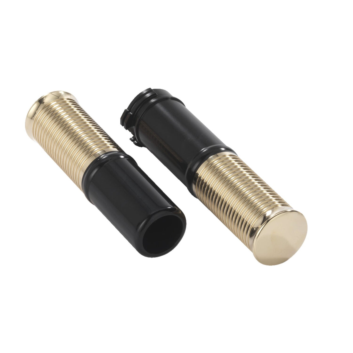 Kustom Tech, FL handlebar grip set. Black alu/polished brass