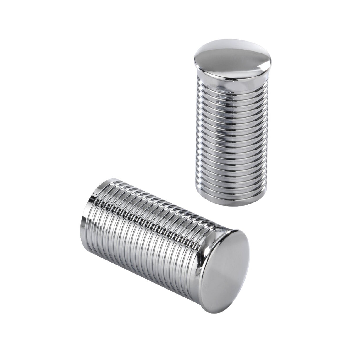 Kustom Tech, FL handlebar grip ends. Ribbed polished alu