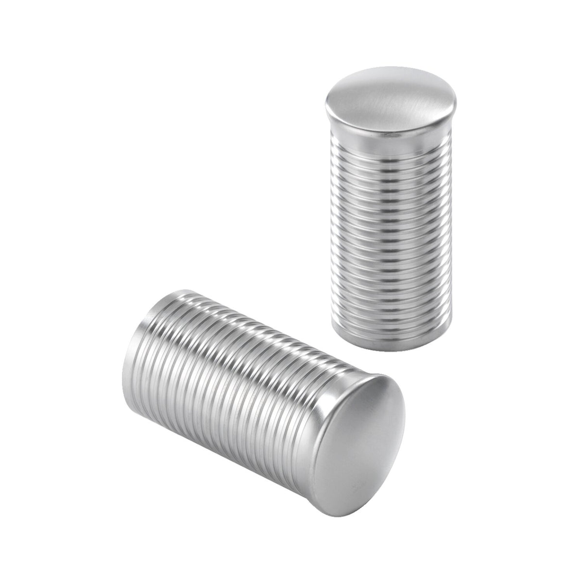 Kustom Tech, FL handlebar grip ends. Ribbed satin aluminum