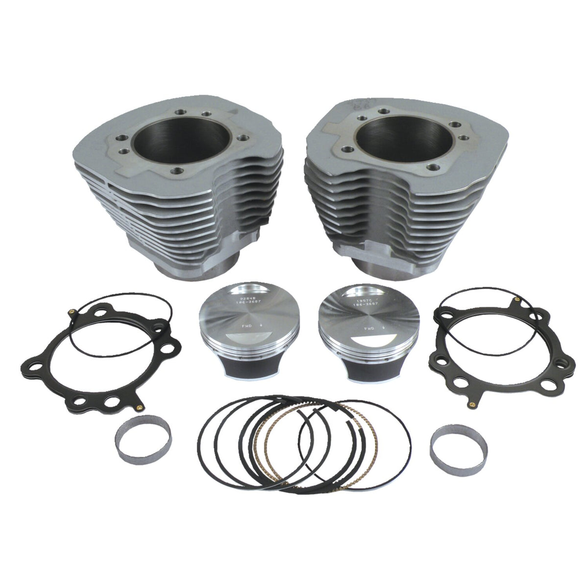 S&S, 96" to 106" big bore cylinder & piston kit. Silver