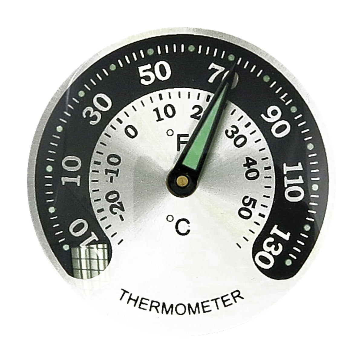 Handlebar mounted thermometer. Chrome