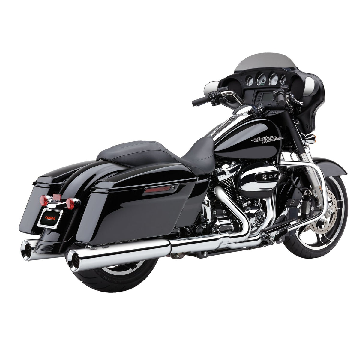 Cobra, Powrflo 4-1/2" slip on mufflers. Chrome