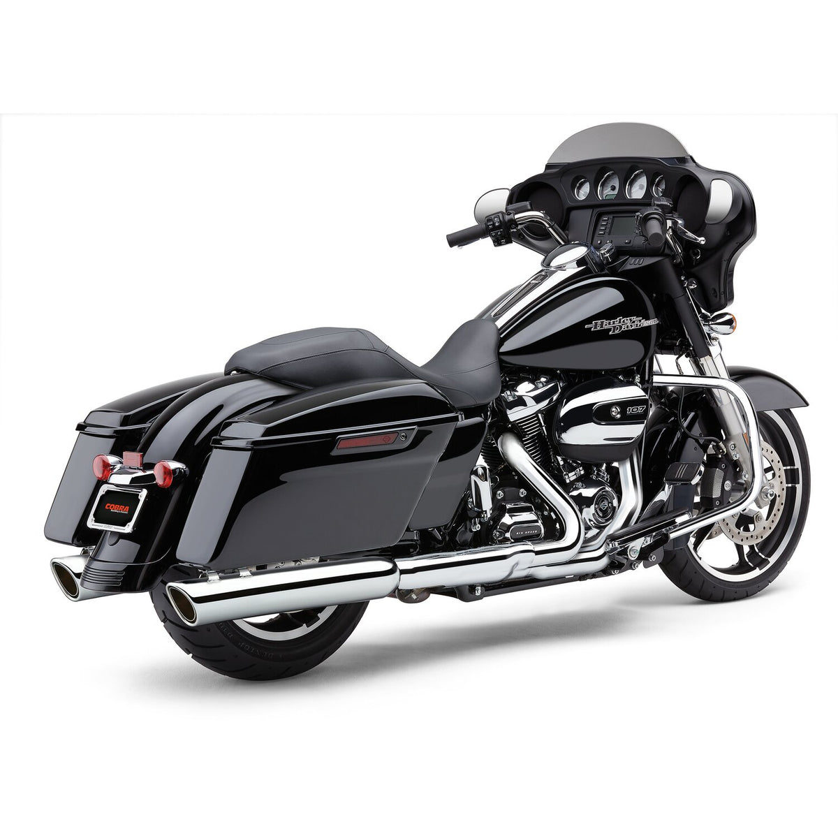 Cobra, 909 Twins 4" slip-on mufflers. Chrome