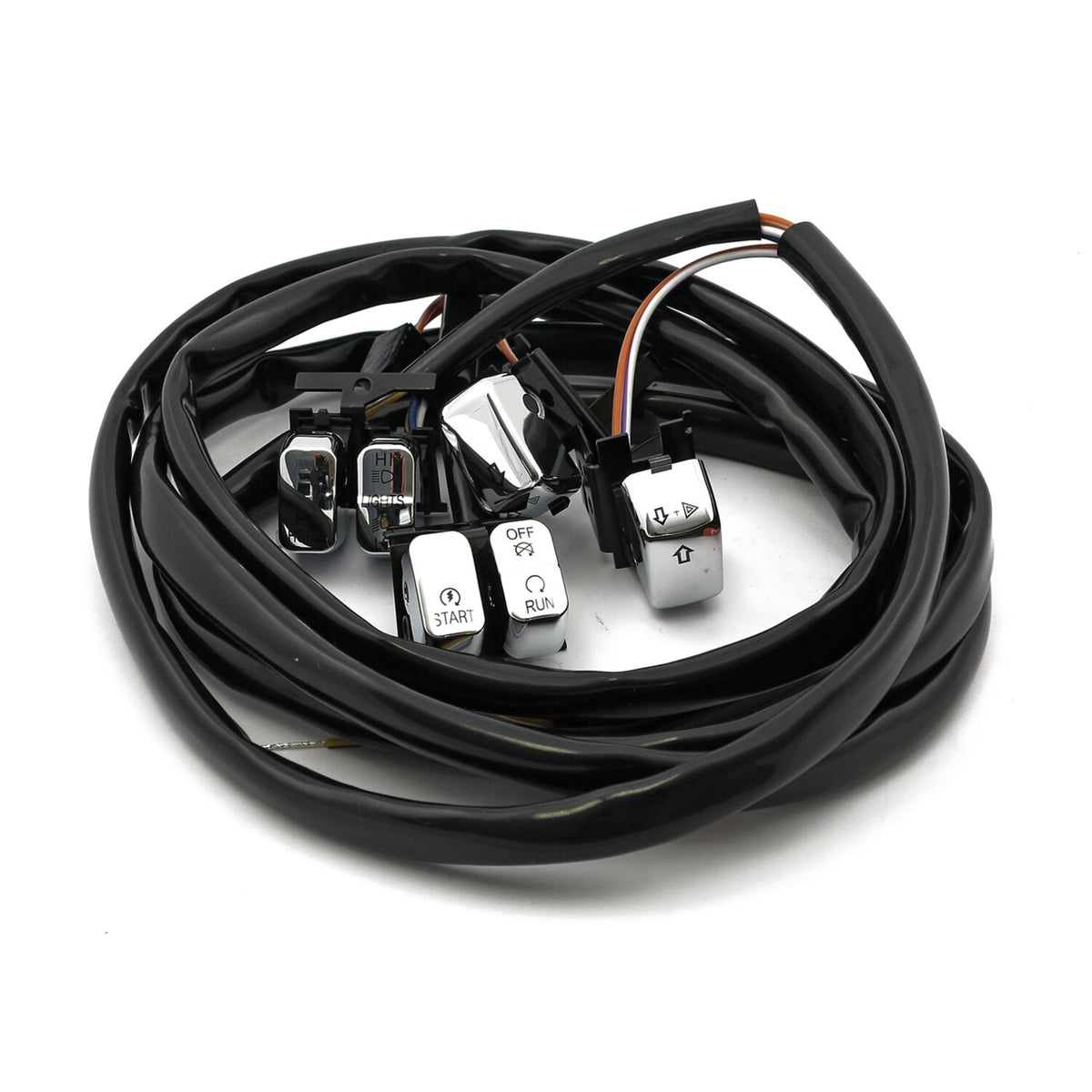 Handlebar switch & wiring kit. Standard. LED. Chrome