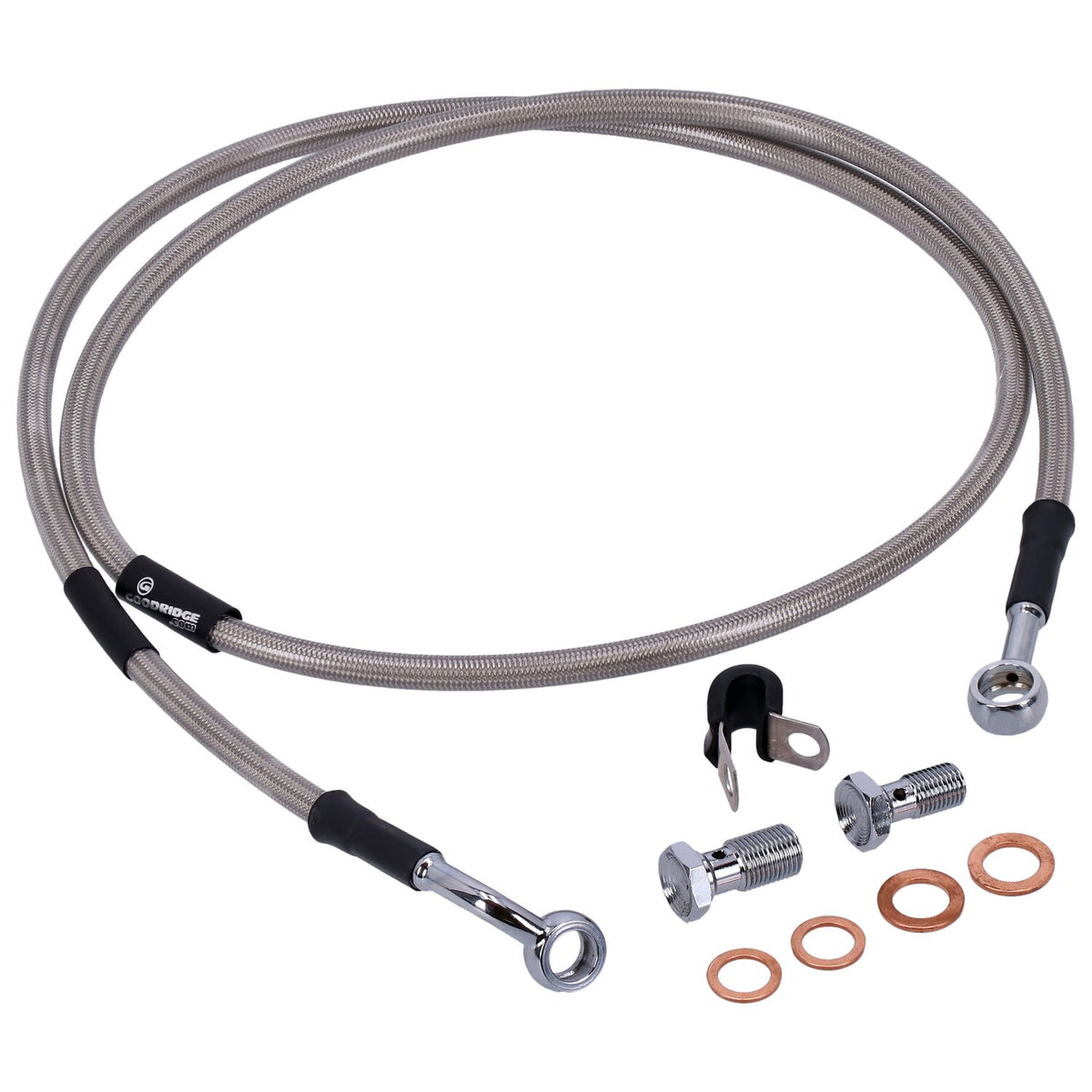 MCS by Goodridge brake line front, stainless clear coated