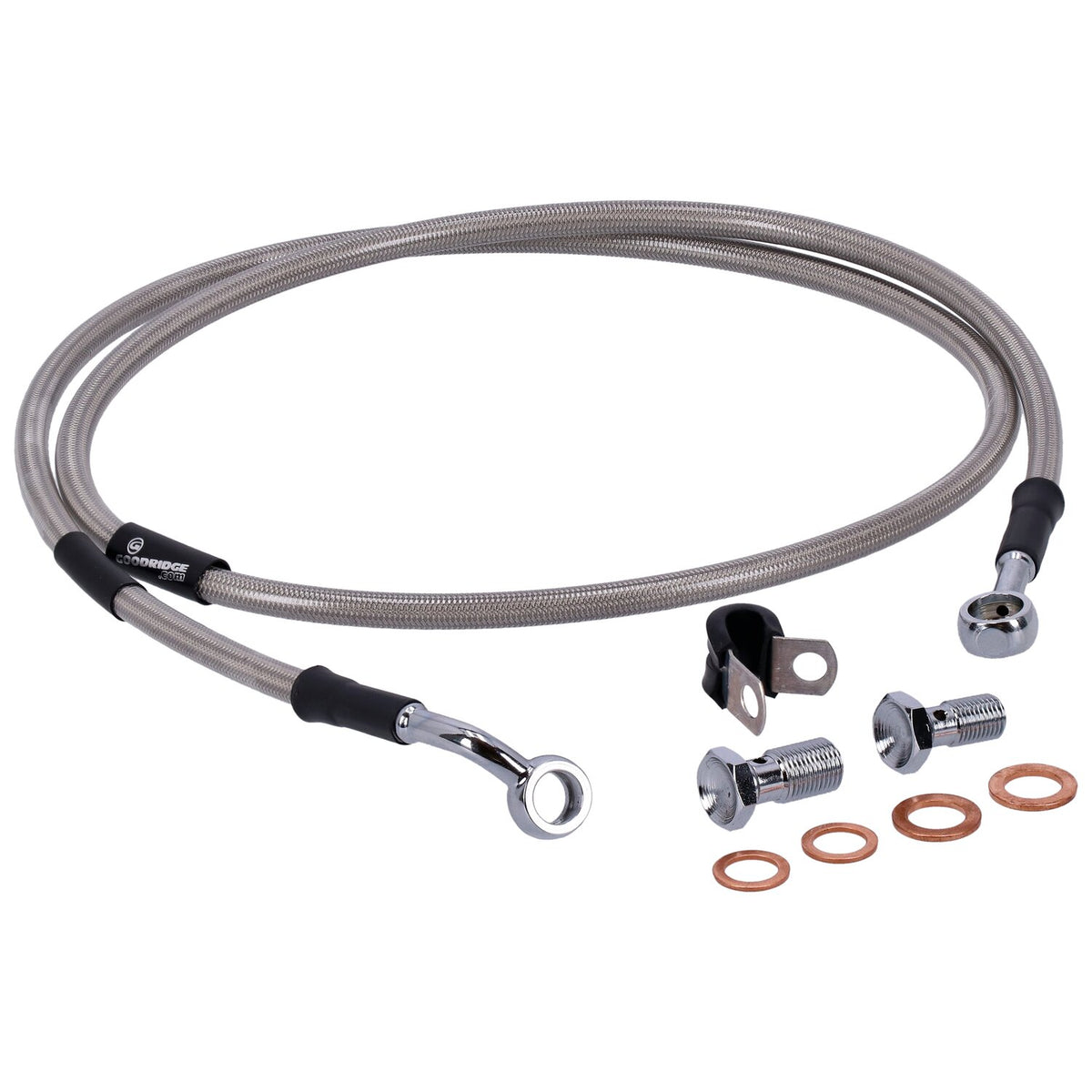 MCS by Goodridge brake line front, stainless clear coated