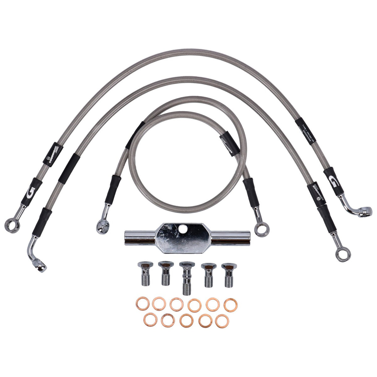 MCS by Goodridge brake line front, stainless clear coated