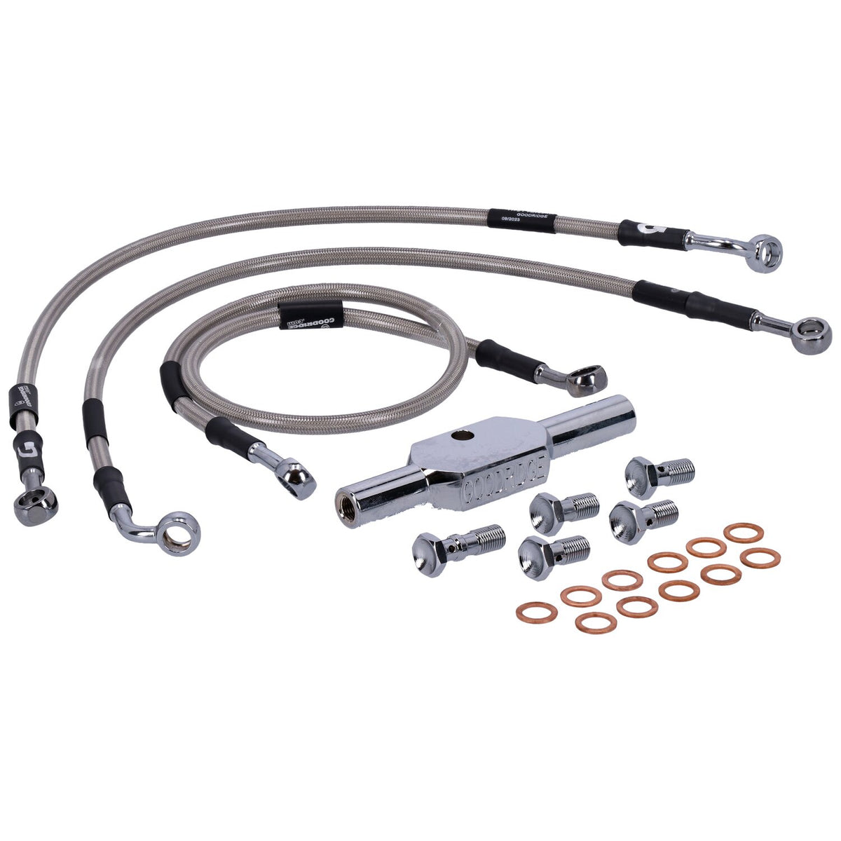 MCS by Goodridge brake line front, stainless clear coated