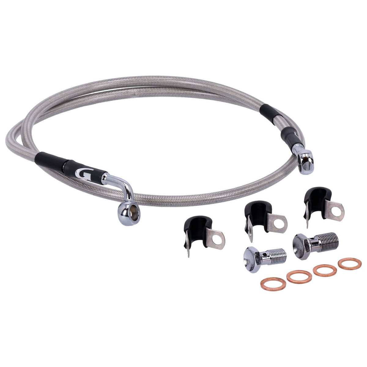 MCS by Goodridge brake line front, stainless clear coated