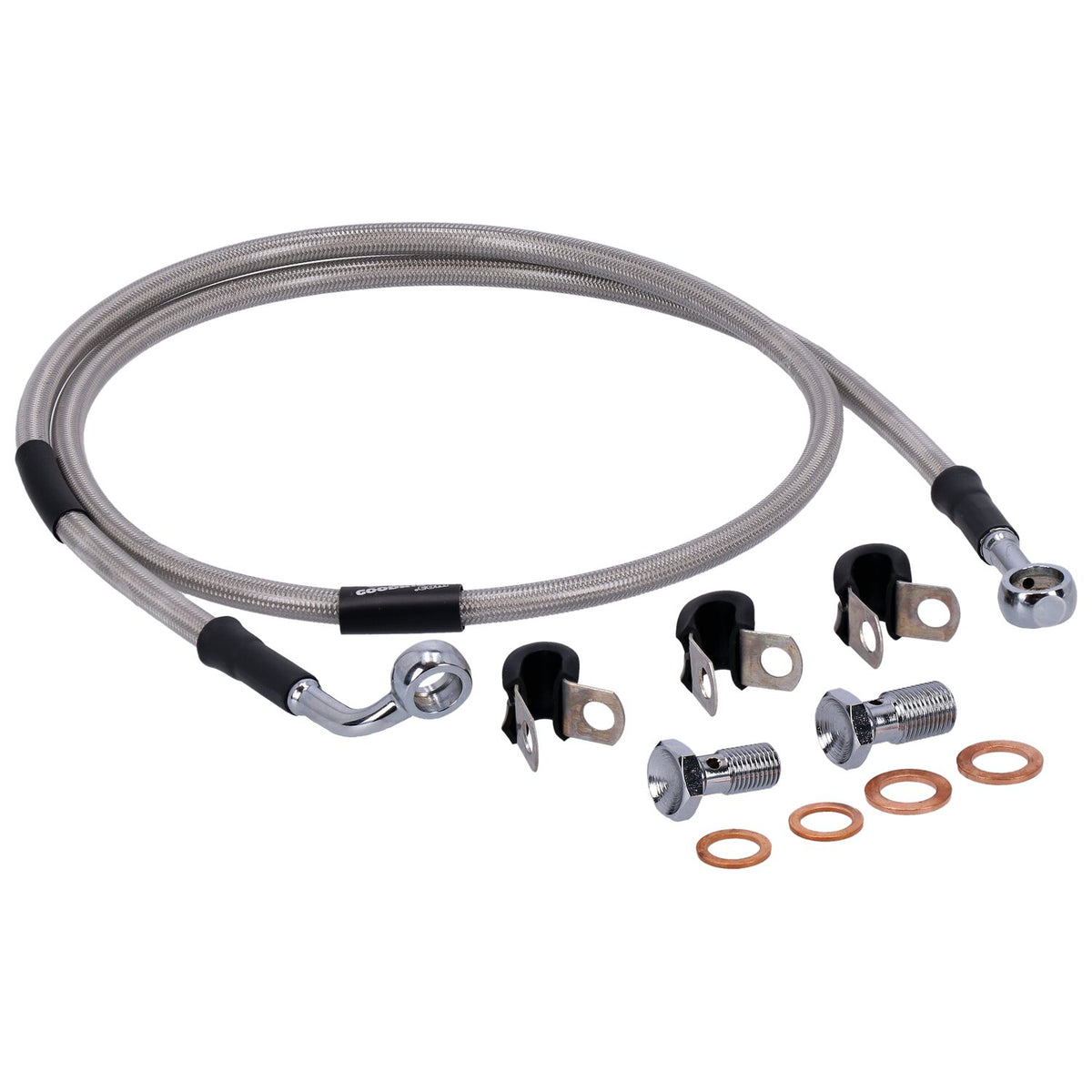 MCS by Goodridge brake line front, stainless clear coated