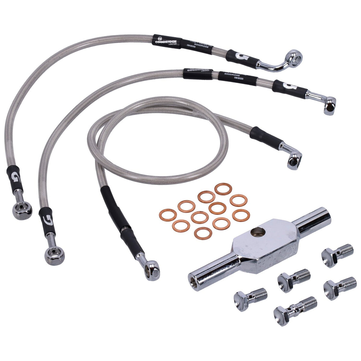 MCS by Goodridge brake line front, stainless clear coated