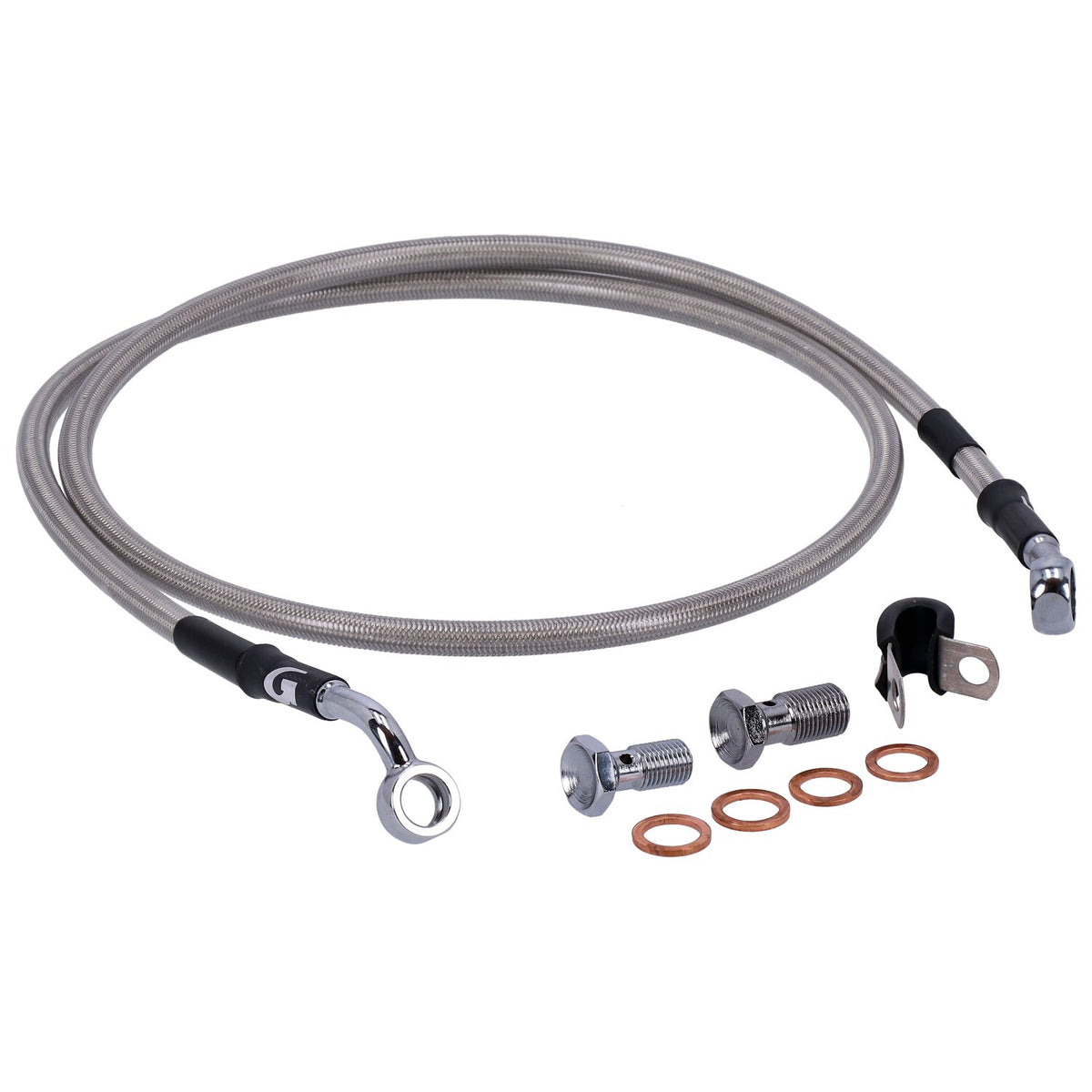 MCS by Goodridge brake line front, stainless clear coated