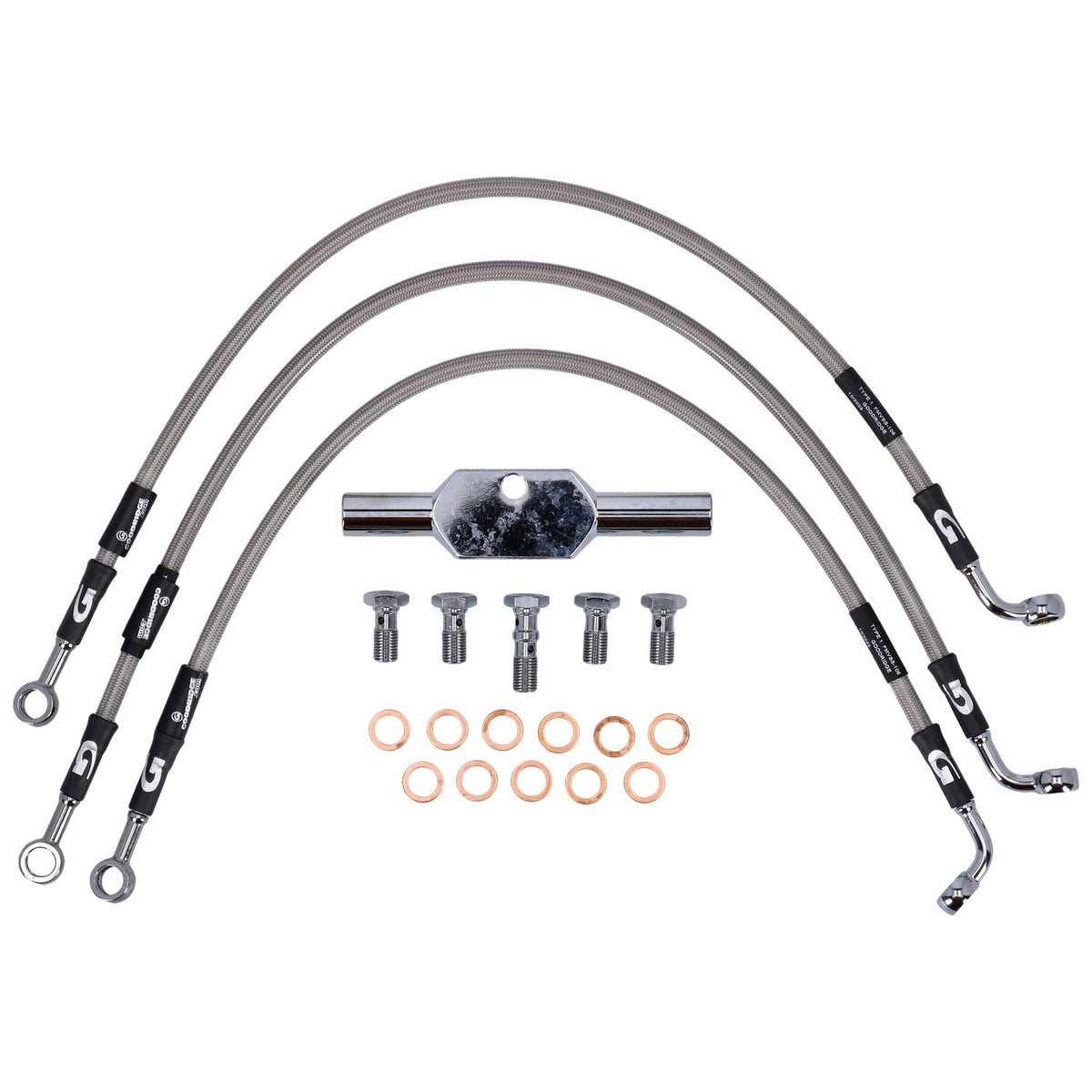 MCS by Goodridge brake line front, stainless clear coated